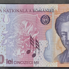 Romania, 50,000 Lei 2001, George Enescu, Aunc, polimer, seria ...9146