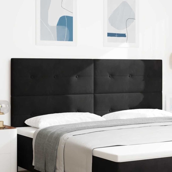 vidaXL Tăblie cap Pe perete cu headboard Manual Negru 200 cm Catifea 3337869
