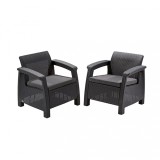 Cumpara ieftin Set fotolii Corfu duo, culoare grafit, cu pernă gri deschis
