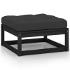 vidaXL Taburet Gradina cu Perna Negru, Lemn Masiv Pin, 70x70x30cm, Modular