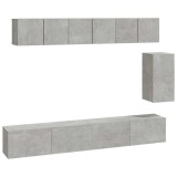 Cumpara ieftin Set dulap TV, 6 piese, gri beton, lemn prelucrat