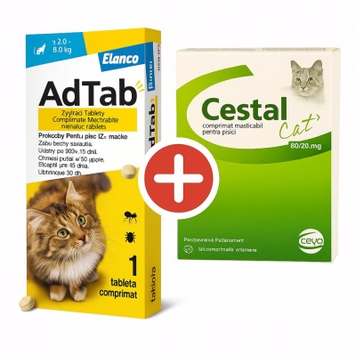 Antiparazitar intern extern pisici Cestal cat + AdTab foto