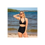 MYLILY Top de bikini pentru s&acirc;n mare | Cupe mari | G&acirc;t halter femei negru L g&acirc;t fluture push up