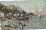 CP839N Capri, Marina grande, pittore G Carelli, carte poștală