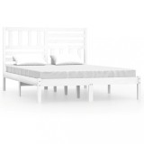 Cumpara ieftin Cadru de pat, alb, 160x200 cm, lemn masiv de pin