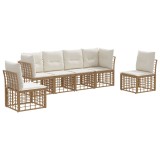 vidaXL Set de canapele de exterior cu pernă 6 pcs natural Poliester 3437430