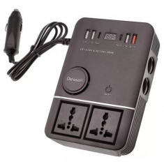 Invertor auto 12-24v, 220v, USB, Priza, Tip C, Olesson, 200W