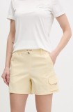 Columbia pantaloni scurți outdoor Weekend Rays culoarea galben, uni, high waist, 2114784