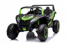 UTV electric pentru 2 copii intre 3-11 ani, Racing 300W 4x4 24V 7ah cu ROTI MOI Verde foto