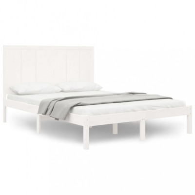 Cadru pat, alb, 140x190 cm, lemn masiv de pin foto