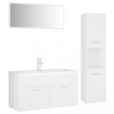 Set mobilier de baie, alb, lemn prelucrat