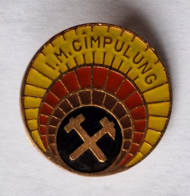 IM - Intreprinderea Miniera CIMPULUNG - insigna minerit anii 1970 - RSR foto