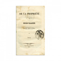 Barbu Catargiu, De la Propriété en Moldo-Valachie, 1857