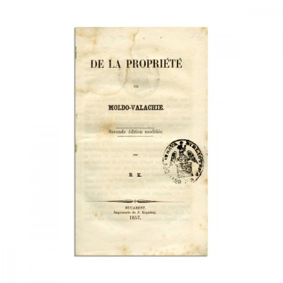 Barbu Catargiu, De la Propri&amp;eacute;t&amp;eacute; en Moldo-Valachie, 1857 foto