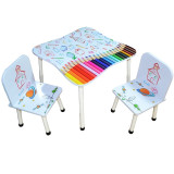 Set masuta cu 2 scaunele din lemn colorate pentru copii