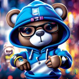 Cumpara ieftin Sticker decorativ, Teddy Hip Hop, Albastru, 60 cm, 7520ST, Oem