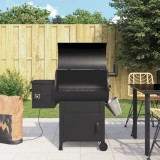 Gratar cu Peleti si Cos vidaXL, 104cm, Fier, Negru - Multifunctional, Afumare, Coacere, Transport Usor, Depozitare