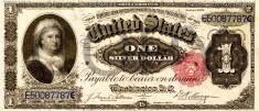 1 dolar 1891 Reproducere Bancnota USD , Dimensiune reala 1:1