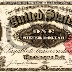 1 dolar 1891 Reproducere Bancnota USD , Dimensiune reala 1:1