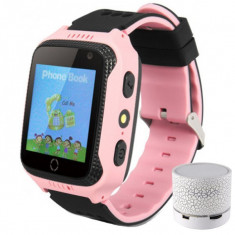 Ceas GPS Copii iUni Kid530, Touchscreen, Telefon incorporat, BT, Camera, Buton SOS, Roz + Boxa Cadou foto