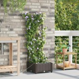 Ghiveci Grădină Maro cu Irigare vidaXL, 40x40x126cm, Plastic Texturat, Spalier Inclus, Interior/Exterior