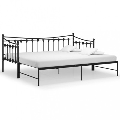 Cadru pat canapea extensibilă, negru, 90x200 cm, metal foto