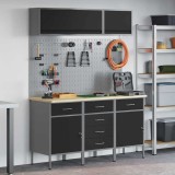 Set banc de lucru, 8 piese, negru, oțel