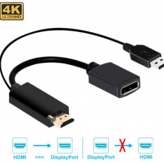 Adaptor HDMI la DisplayPort Active, calitate deosebita, suporta rezolutie 2k FHD si 4k UHD + cablu alimentare USB 5v, convertor hdmi dp