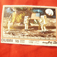 Timbru Dubai 1960 - Cosmos Apollo 11 val. 1,25 stampilat