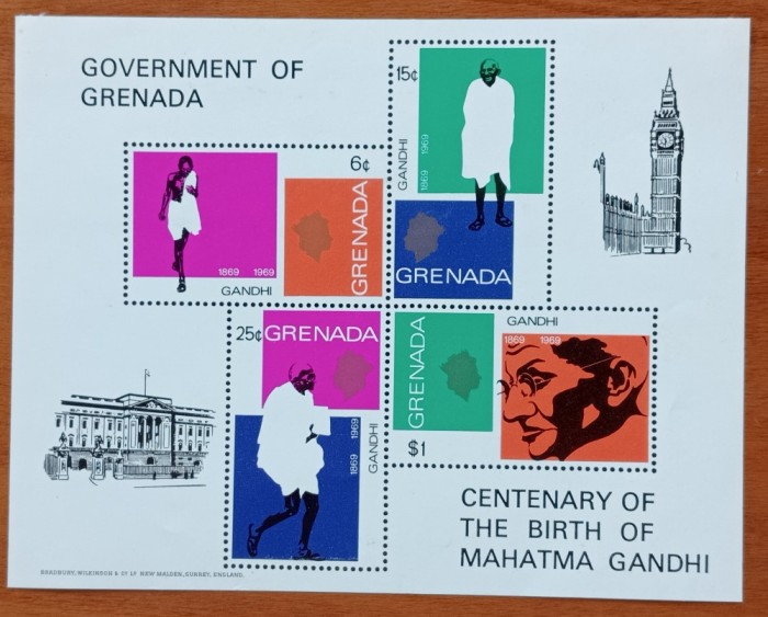 GRENADA-&#039;&#039;Omagiu -Centenar-M GANDHI-&#039;&#039; COLITA-MNH LUX -NESTAMPIL.-VEZI SCAN