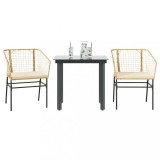vidaXL Set mobilier de grădină cu perne 3 piese maro sticlă polirattan 3334604