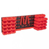 VidaXL Set cutii depozitare 80 piese cu panouri de perete, roșu&amp;negru