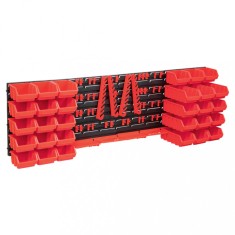 vidaXL Set cutii depozitare 80 piese cu panouri de perete, roșu&amp;negru