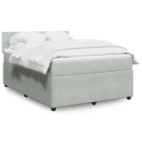 VidaXL Pat box spring cu saltea, gri deschis, 140x200 cm, catifea
