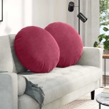 vidaXL Perne de Șezut 2 pcs Roșu Vin &Oslash; 40 x 13 cm Catifea 42014216