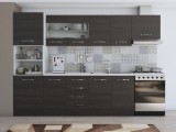 Bucatarie Laura 300, corp hota si soldat, cu vitrina, wenge, blat termic alb
