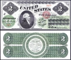 Bancnota Statele Unite ale Americii 2 Dolari 1862 - P129 UNC ( replica )