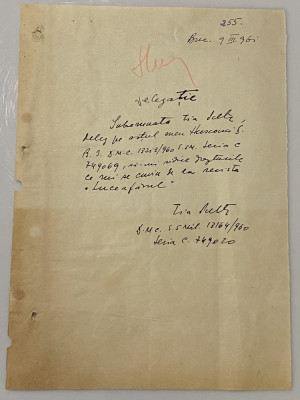Tia Peltz - document vechi - manuscris, semnatura olografa foto