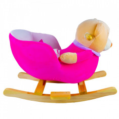 Balansoar pentru bebeluși, Ursuleț, lemn + plus, roz, 60x34x45 cm,