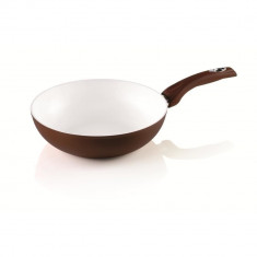 Tigaie WOK Bialetti Ceramic Brown (Inductie) 28 cm