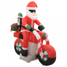 Moș Crăciun pe motocicletă gonflabil, LED, IP44, 160 cm