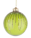 Set 6 globuri brad Craciun sticla verde sclipici auriu Sparkle &Oslash; 8 cm