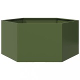 VidaXL Jardinieră grădină verde măsliniu 104x90x45 cm oțel hexagonal