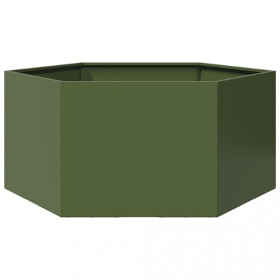 vidaXL Jardinieră grădină verde măsliniu 104x90x45 cm oțel hexagonal 851132 foto