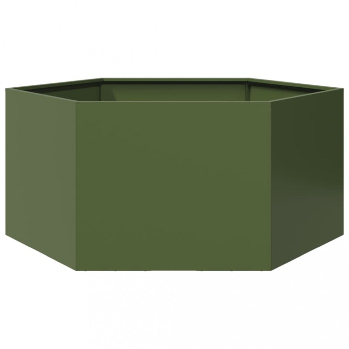 vidaXL Jardinieră grădină verde măsliniu 104x90x45 cm oțel hexagonal 851132