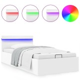 Cumpara ieftin Cadru pat hidraulic cu lada LED alb 90x200 cm piele ecologica