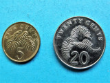 SINGAPORE - 2 Monede - 5 CENTS &amp; 20 CENTS (134), Asia