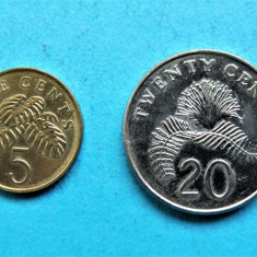 SINGAPORE - 2 Monede - 5 CENTS & 20 CENTS (134)