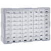 vidaXL Organizator cu 64 Sertare, 52x16x37.5cm, Gri, Cutie Depozitare Scule, Accesorii, Suruburi, Piulite