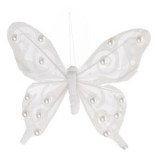 Fluture Decorativ Alb cu Margele pentru Perdele 11cm, CMCLASS